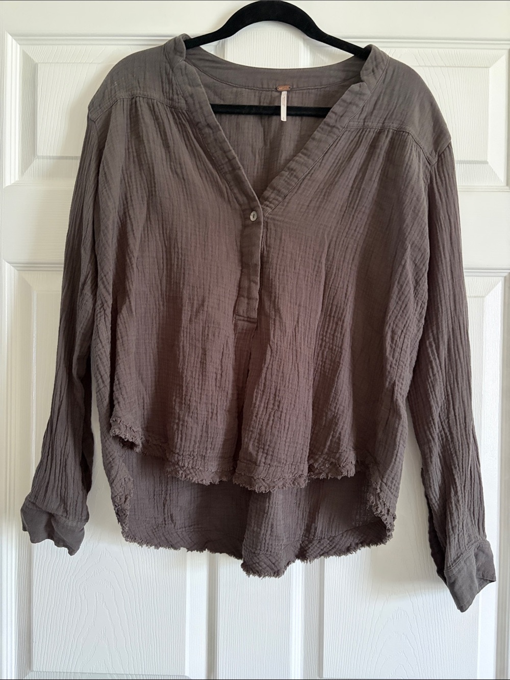 Free People Charcoal Gray Long-Sleeve Tunic Top S